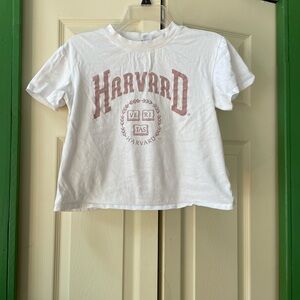 Divided White and Red Harvard  Crop Top